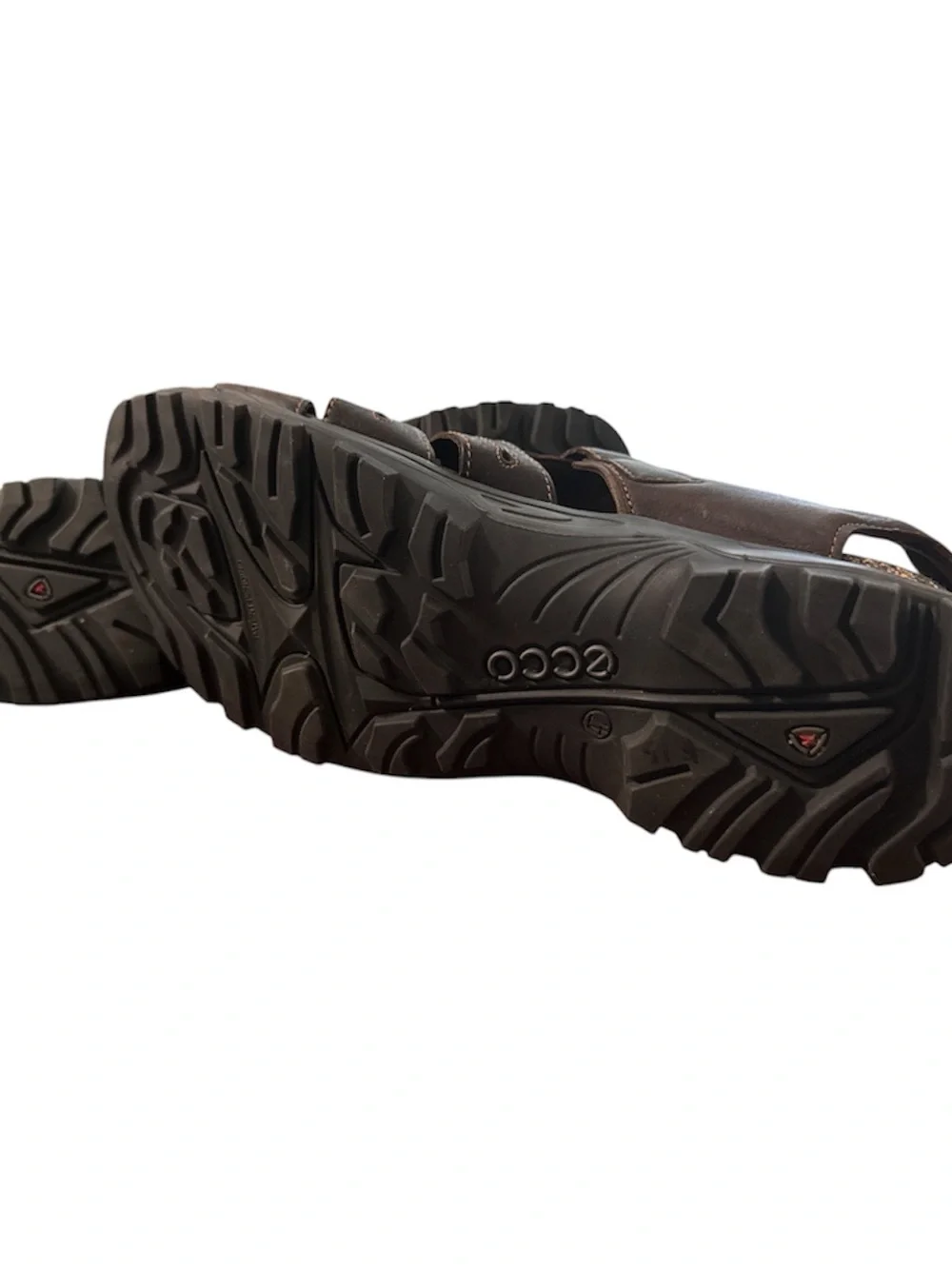 ECCO Brown Leather Cushioned Footbed Sandals  Everyday Nuetral Comfort Mens 13